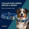 Collar de perro de piel, diseo bordado, collar de perro