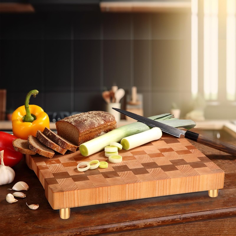 4 PCS Brass Cutting Board Feet with Silicone Anti-Slip Pads,