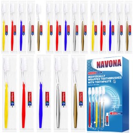 Navona 25 PCS Disposable Toothbrush with Toothpaste Bulk, Travel Toothpaste, Bulk Toothpastes, Individually Wrapped Bulk Toothbrush, Ergonomics Handle, Soft Bristle, Perfect for Travel, Hotel