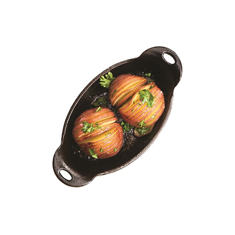 Lodge Heat Enhanced and Seasoned Cast Iron Oval Mini Server,