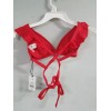 Shade & Shore Halter Bralette Top w/ Ruffle, Red, XS,