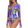 RELLECIGA Women's Purple Leopard Long Sleeve Rash Guard One Piece