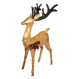 Good Tidings Shiny Gold Lighted Outdoor Christmas Decoration Figurine Statue (Deer, Buck) 48"