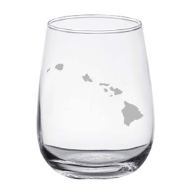 Hawaiian Islands Map - Stemless Wine Glasses Set of 2