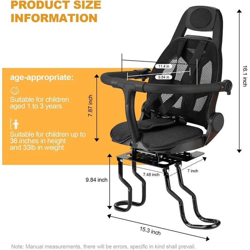 Rear Child Bike Seat for Family Rides – Adjustable Backrest,