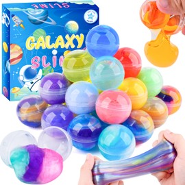 32 Pack Galaxy Slime Ball, Slime Party Favor for Girls & Boys, Super Soft and Stretchy, Non-Sticky, Stress & Anxiety Relief, Birthday Gifts for Kids, Classroom Reward, Goodie Bag Stuffers