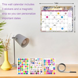 Gannyfer Calendar 2025-2026, 18 Month Wall Calendar 2025 from July 2025 to December 2026, Hanging Spiral Bound Magnetic Fridge Desk Calendars 14" x 11", Perfect for Home School Office (3 Stickers Included)
