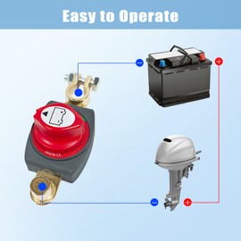Lskioer Top Post Battery Disconnect Switch, 275A 12-48V Master Power Cut Off Switch Isolator for Car, Marine, RV, Boat and Vehicles (Negative, On/Off)