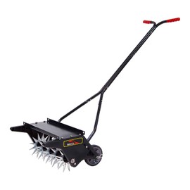 Brinly 20" Premium Push Spike Aerator with 3D Galvanized Steel Tines and Weight Tray
