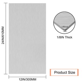6061 T651 Aluminum Sheet Metal 12 x 24 x 1/8 (0.125”) Inch Flat Plain Aluminum Plate Covered with Protective Film, Heat Treatable Rectangle 3MM Aluminum Metal Plate for Crafting, Industrial