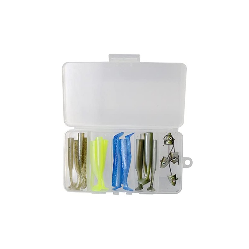 Axia Mighty Minnow Soft Fishing Lure Set With Tackle Box