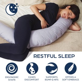 Niimo XXL Pregnancy Pillow & Baby Feeding Pillow - 2022 Double Platinum Winning Maternity Pillow, 100% Cotton Pregnancy Pillow Cover, Machine-Washable Pregnancy Body Pillow, Pregnancy Must Haves