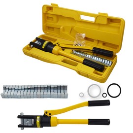 findmall 16 Ton Hydraulic Cable Lug Crimper, 6 AWG to 600 MCM Industrial Hydraulic Crimping Tool, Electrical Terminal Cable Wire Tool with 11 Dies (16, 25, 35, 50, 70, 95, 120, 150, 185, 240, 300)