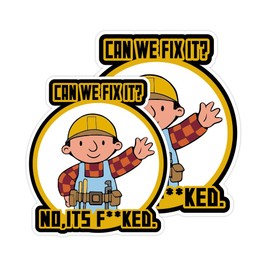 2Pcs Can We Fix It Sticker No, It's f KED Decals- Funny Hard Hat Stickers: Humorous Decals for Builders, Worksite Gear & Helmets - Durable & Hilarious Sticker