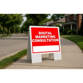 Digital Marketing Consultation Write On Me Red Folding Coroplast A-Frame Double-Sided 23in x23in