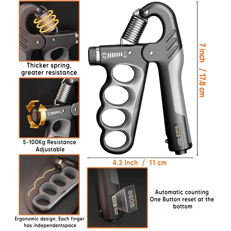 Hand Grip Strengthener Workout Kit (5-Pack) – Includes Adjustable Resistance