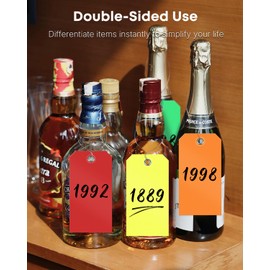 Uniclife - 120 etiquetas de plástico para etiquetar 4 colores, 4.7 pulgadas, etiqueta de envío de plástico con alambre grabable impermeable, etiquetas de precio con ojal reforzado, etiqueta para