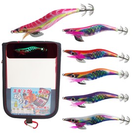 Egging Egi No. 3 Set, Squid Fishing, Squid Fishing, Squid Squid, Egi with Rattle, 6 Pieces, Bait Tree, Lure Set, Strong Appeal, Luminous Egi, Egi Case Included, Hirabina Included