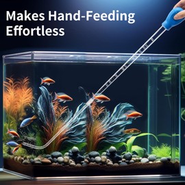 Depeew 50ml Aquarium Coral Fish Feeder, 27.7IN Extra Long Turkey Baster for Aquarium Siphon for Fish Tank Water Changer, Aquarium Cleaning Tools, Blue