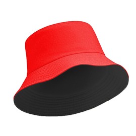 Bucket Hat for Men Women Sun Hat Beach Travel Fishing Hat Double Side Wear Black and Red