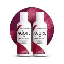 Adore Semi Permanent Hair Color (069 Wild Cherry) | Vegan & Cruelty-Free Red Hair Dye | No Ammonia, No Peroxide, No Alcohol | 4 Fl Oz Each (Pack of 2)