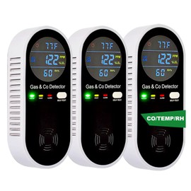 Combustible Gas & Carbon Monoxide Detector 4-in-1 Alarm with Temp/Humidity Sensor – Plug-in CO/Gas Leak Detector for Home, RV, Apartment Safety (Explosive Gas & CO Detection) 1-Pack
