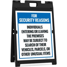 Sigo Signs - Individuals Entering Or Leaving The Premises May Be Subject To Search Sidewalk Sign Kit, 18x24 Inches, With A Frame Stand, Made in USA