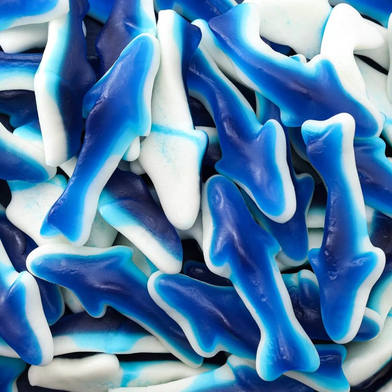 Funtasty Blue Sharks Gummy Marshmallow Candy, Blue Raspberry Flavor, 2
