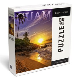 Lantern Press 1000 Piece Jigsaw Puzzle, Guam, Sunset and Palm