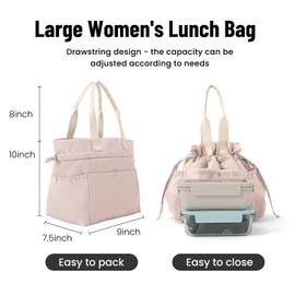 MAMONA Lunch Bag Women Reusable Insulated Lunch Bag Stain-Resistant, Large Capacity Lunch box for Women Perfect for Office