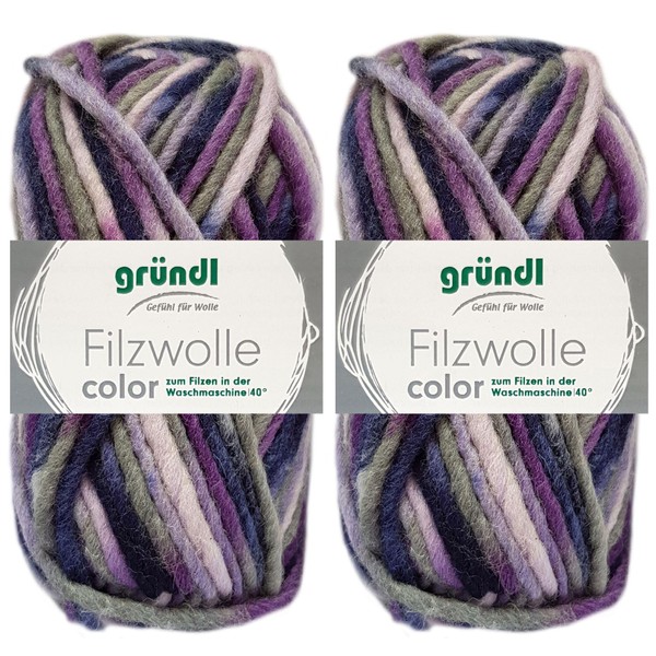 2 x 50 g Gründl Felt Wool Colour Made from