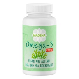 MADENA Algae Oil Omega 3 Vegan Capsules with 917 mg Omega 3 per Daily Dosage, Allows High Dose Absorption of the Daily Requirement of Omega-3 Fatty Acids, Algae Oil Capsules with High Dose DHA & EPA