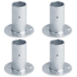 GBGS 4 Pcs Chain Link Fence Post Floor Flanges fit OD 1-5/8" Pipe,Heavy Duty Round Post Base Surface Mount,Height:3-1/2"