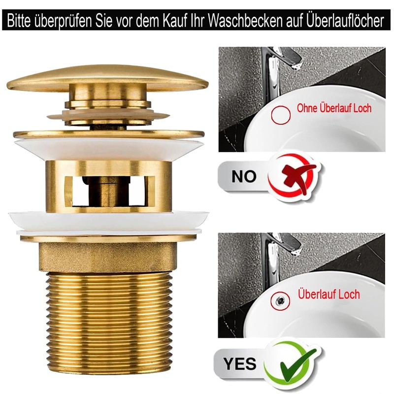 Universal Drain Fitting for Washbasins and Washbasins, Modern Pop-Up Click