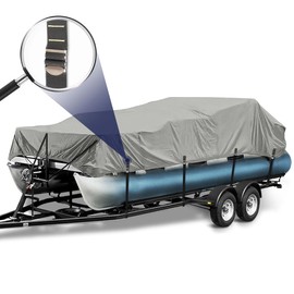 Zenicham 900D Metal Buckle Heavy Duty Pontoon Boat Cover, Waterproof Elastic Pontoon Boat Cover with Windproof Side Straps Fit 21'-24' Beam Width: up to 102"