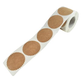 HAHIYO 2Inch 500Pcs Natural Brown Kraft Sticker Round Sawtooth Label Sticker Roll Blank Label Sticker to Write On Permanent Adhesive Dot Sticker for Jar and Canning Label Price Tag Store Organizing