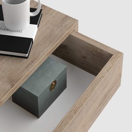 Mobili Fiver, Riccardo Floating nightstand, Oak, 17.7" x 9.8" x 6.1 ", Laminate-Finished, Modern Bedside Table, End Table, Italian Furniture