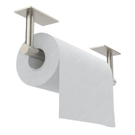 WZKALY Paper Towel Holder Under Cabinet, Self Adhesive or Wall Mounted SUS304 Stainless Steel Paper Towel Holder for Kitchen, Bathroom, Farmhouse, Barbecue and Laundry (Silver)