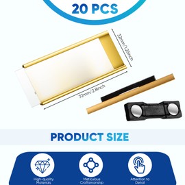 Pack of 20 Aluminium Name Badges Magnetic Name Plate with Paper Slot Name Plate with Magnetic Attachment for Events and Visitors Clothing Management, 72 x 32 mm, Gold