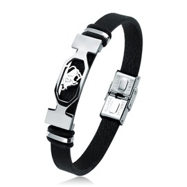 Pulsera de acero inoxidable de constelación para mujeres y hombres con signo del zodiaco, Brazalete Pulsera Dama de cuero, Joyería Regalo de Cumpleaños, Estrás