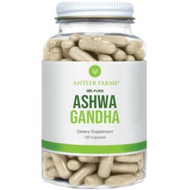 Antler Farms Antler Farms ?100% Pure Ashwagandha Root and Ashwagandha Root Extract, 130 Capsules, 1200mg ?Standardized to 5% withanolides, Enhances Mental Performance, Energy, and Immunity
