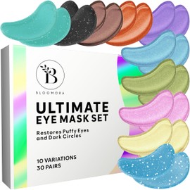 BLOOMORA Variety Box Under Eye Gel Patches (30 PAIRS), Under Eye Patches for Puffy Eyes & Dark Circles, Hyaluronic Acid + Collagen Gel Pads for Reducing Appearance of Puffiness & Increased Hydration