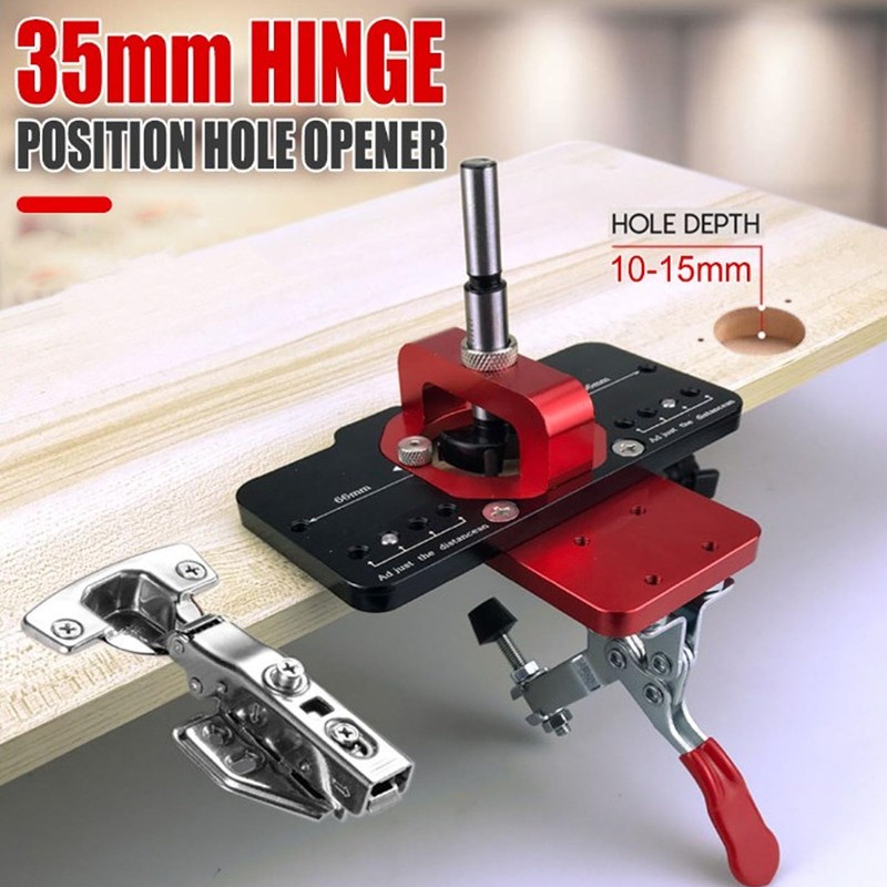 Hinge Jig Drilling Hole Puncher, 35mm Aluminum Alloy Hinge Jig,