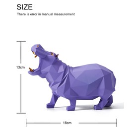 HAUCOZE Hippo Statue Sculpture Modern Decor Home Gifts Animal Figurine Table Centerpiece Crafts Polyresin Arts Purple 18cm