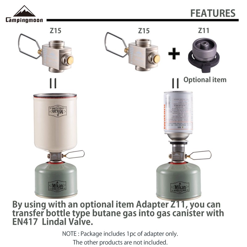 camping moon Fuel Canister Refill Adapter, Isobutane Refill Adapter, Butane