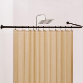 [99-175cm] X [139-216cm] curva de 90 grados de la barra de cortina de baño de ángulo l ajustable para baños con 12 ganchos circulares y soportes de techo Negro