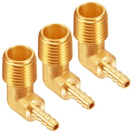 Uenede 3PCS Brass 3/8"NPT Male to 1/4" Barb 90 Degrees Elbow Thread Pipe Hose Barb Fittings for Water/Oil/Gas