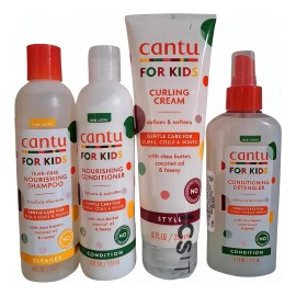 Kit Cantu Kids Cuidado de Rizos para Niños Shampoo Acondicionador Desenredante y Crema
