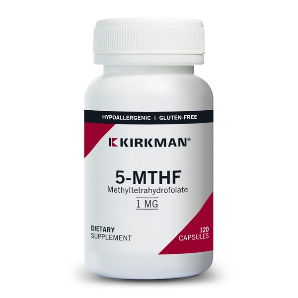 Kirkman 5-MTHF ([6S]-5-Methyltetrahydrofolate) 1 mg - Hypoallergenic || 120 Vegetarian Capsules || folic Acid Essential for Good Health, Especially in Pregnant and Nursing Women