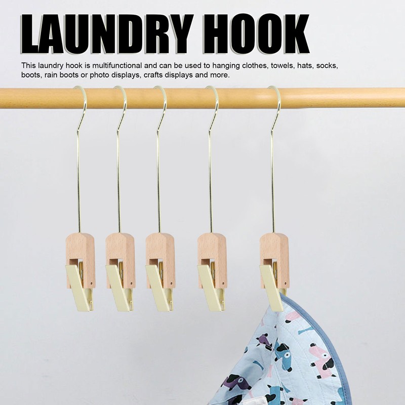 Laundry Hooks Clip Industrial Solid Wood Rotary Multifunctional Hanging Hooks